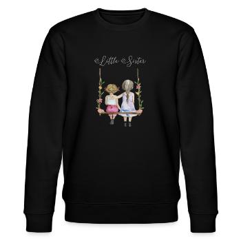 Kleine Schwester Geschenkidee für Schwestern - Stanley/Stella Unisex Bio-Sweatshirt CHANGER  - Schwarz - Vorne - Nik (191cm) & Marisol (170cm)