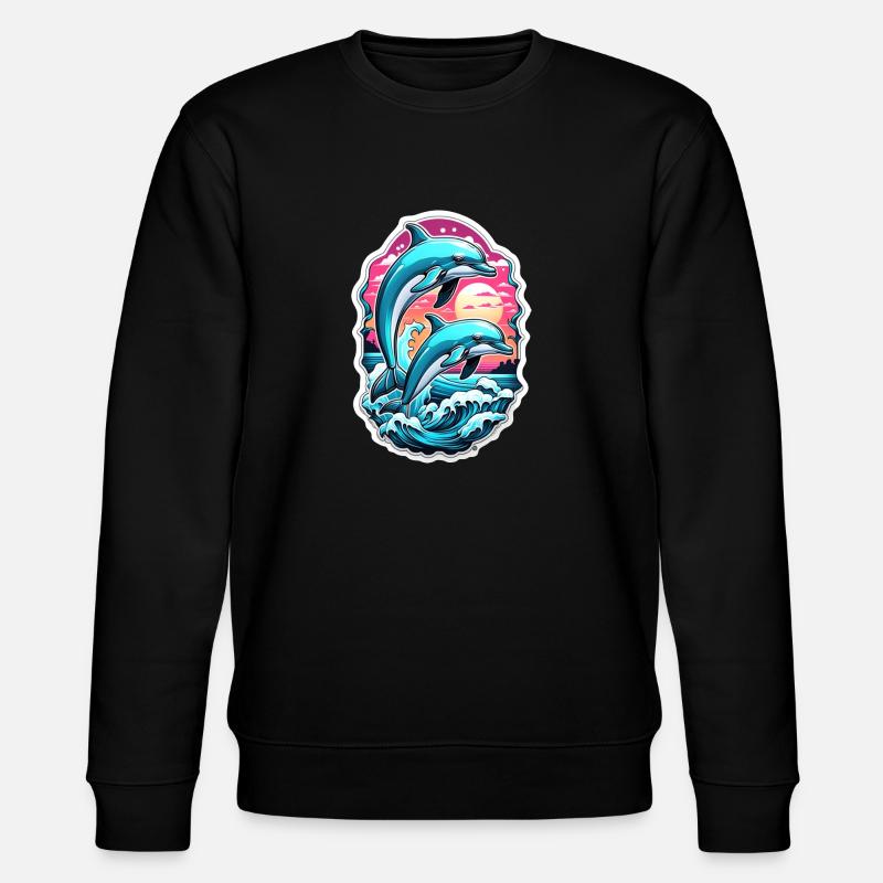 Dolphin and ocean - Stanley/Stella CHANGER Unisex Organic Sweatshirt - black