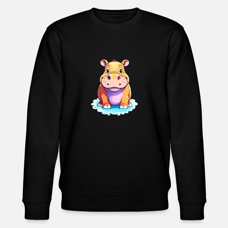 Hippopotamus Niedliches Nilpferd - Stanley/Stella Unisex Bio-Sweatshirt CHANGER  - Schwarz