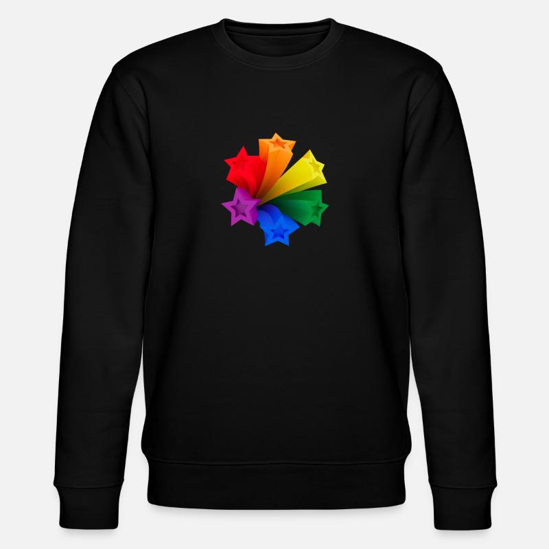 Dynamische Regenbogen-Sterne LGBT V3 - Stanley/Stella Unisex Bio-Sweatshirt CHANGER  - Schwarz