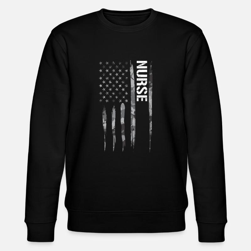 Nurse - American Flag - Stanley/Stella Unisex Bio-Sweatshirt CHANGER - Schwarz