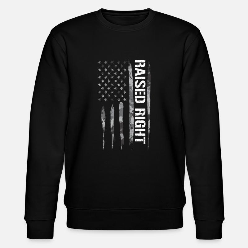 Raised Right - American Flag - Stanley/Stella CHANGER Unisex Organic Sweatshirt - black