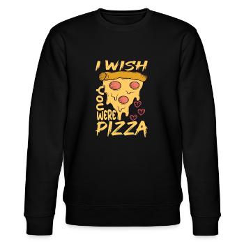 Käse Salami Pizza Fastfood Pizzastück - Stanley/Stella Unisex Bio-Sweatshirt CHANGER  - Schwarz - Vorne - Nik (191cm) & Marisol (170cm)