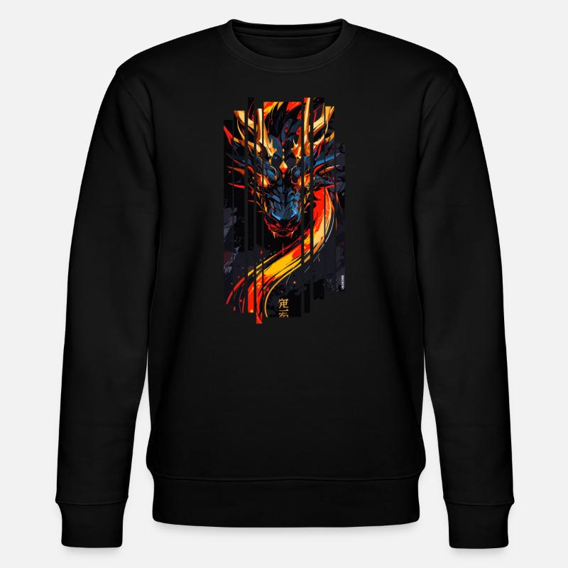 Roter Fantasy-Drache - Stanley/Stella Unisex Bio-Sweatshirt CHANGER  - Schwarz