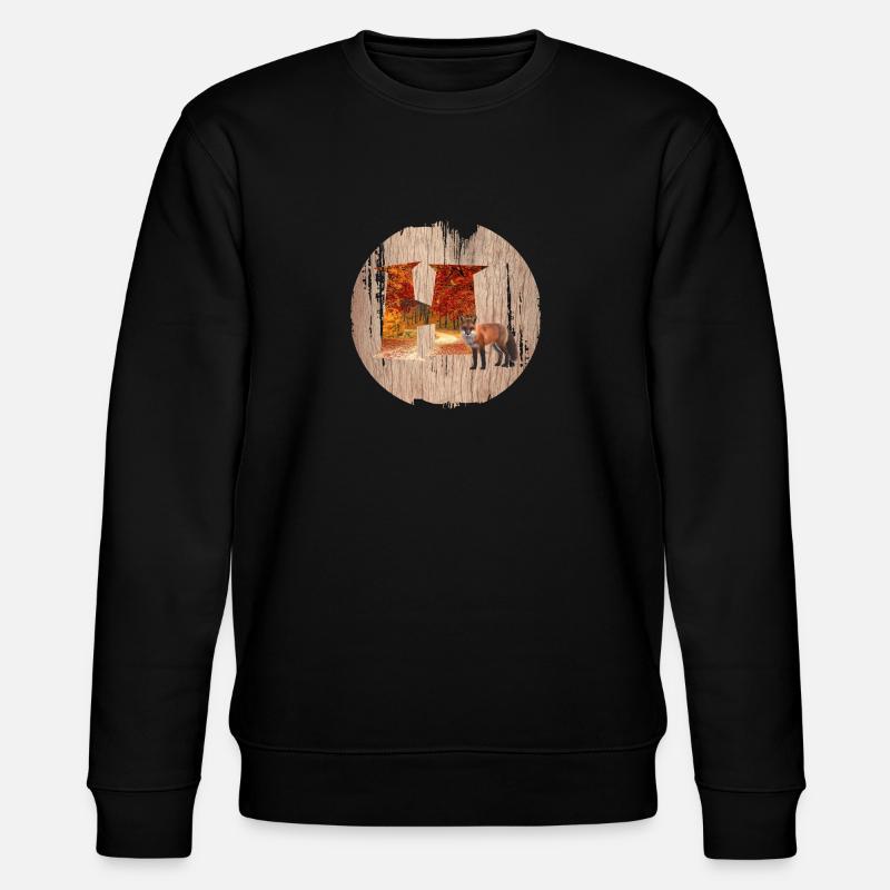 h herbstwald mit fuchs - Stanley/Stella Unisex Bio-Sweatshirt CHANGER  - Schwarz