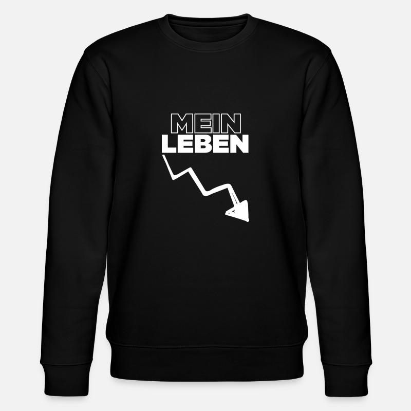 Mein Leben - Spruch / Bergab - Stanley/Stella Unisex Bio-Sweatshirt CHANGER  - Schwarz