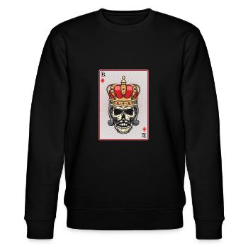 Poker King Skeleton - Stanley/Stella CHANGER Unisex Organic Sweatshirt - black - Front - Nik (191cm) & Marisol (170cm)