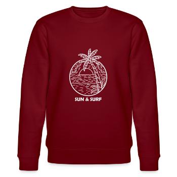 Surfing Surfboard Surfer Geschenkidee - Stanley/Stella Unisex Bio-Sweatshirt CHANGER  - Burgunderrot - Vorne - Nik (191cm) & Marisol (170cm)