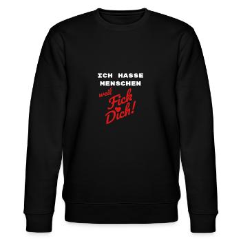 Ich hasse Menschen - Stanley/Stella Unisex Bio-Sweatshirt CHANGER  - Schwarz - Vorne - Nik (191cm) & Marisol (170cm)