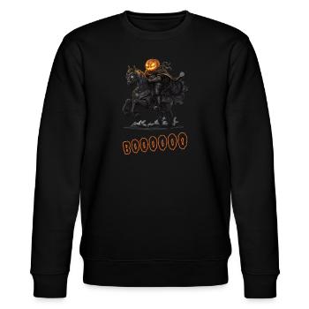 Halloween - Kürbiskopf - Gruseliger Reiter - Stanley/Stella Unisex Bio-Sweatshirt CHANGER  - Schwarz - Vorne - Nik (191cm) & Marisol (170cm)