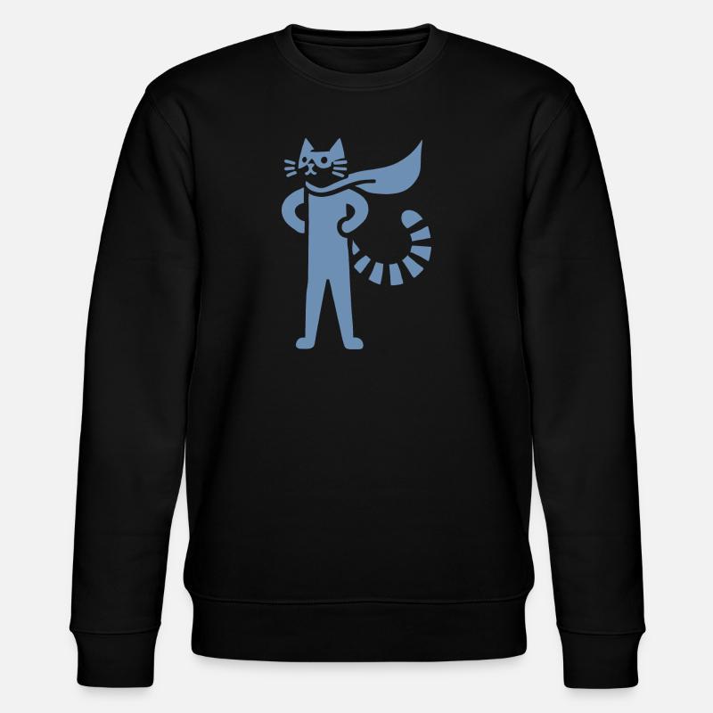 Katzen Superheld Held Silhouette Umhang - Stanley/Stella Unisex Bio-Sweatshirt CHANGER  - Schwarz
