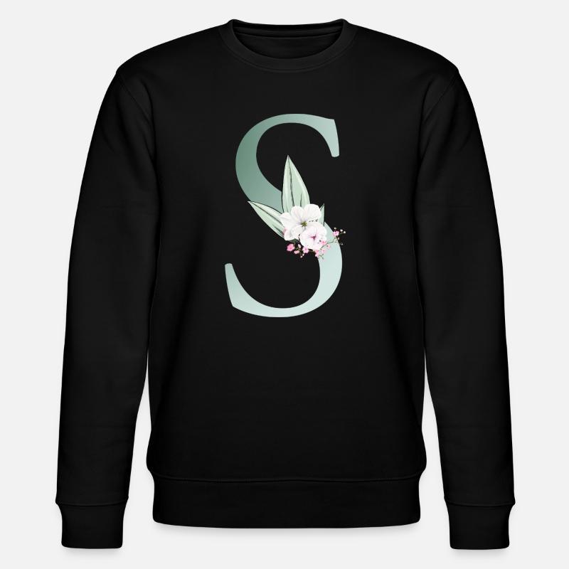 S Monogramm, Floral, personalisierbar - Stanley/Stella Unisex Bio-Sweatshirt CHANGER  - Schwarz