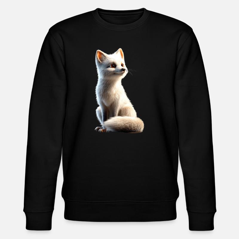 Polarfuchs Schneefuchs Eisfuchs Süßer Weißer Fuchs - Stanley/Stella Unisex Bio-Sweatshirt CHANGER  - Schwarz