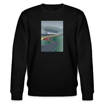 Belgian race track illustration - Stanley/Stella CHANGER Unisex Organic Sweatshirt - black - Front - Nik (191cm) & Marisol (170cm)