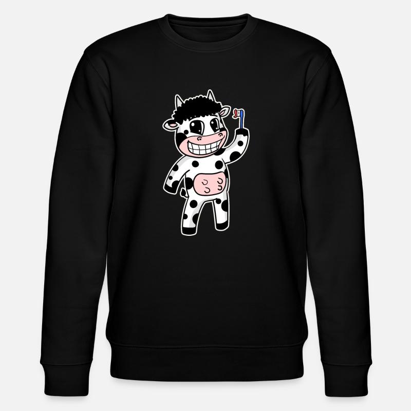Cow with toothbrush - Stanley/Stella CHANGER Unisex Organic Sweatshirt - black