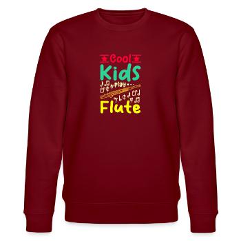 For children, cool kids play flute - Stanley/Stella CHANGER Unisex Organic Sweatshirt - burgundy - Front - Nik (191cm) & Marisol (170cm)