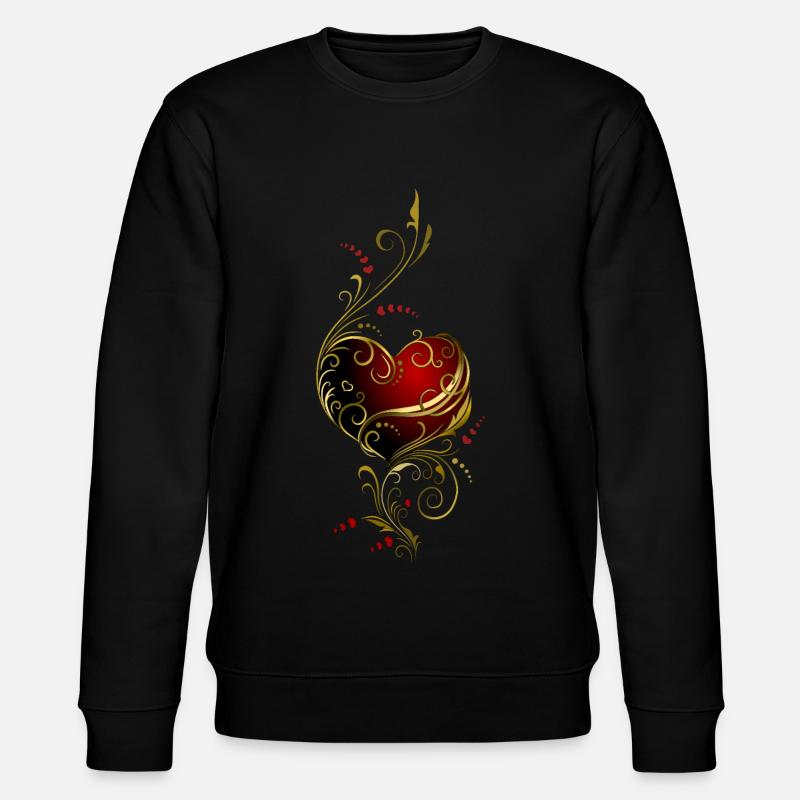 Herz mit Goldzierde - Stanley/Stella Unisex Bio-Sweatshirt CHANGER  - Schwarz