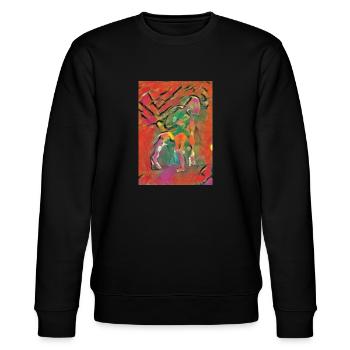 Auf dem mehrfarbigen Stuhl - Stanley/Stella Unisex Bio-Sweatshirt CHANGER  - Schwarz - Vorne - Nik (191cm) & Marisol (170cm)