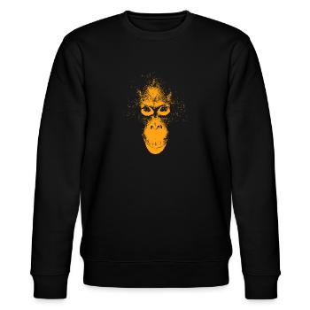 Orang-Utan-Gesicht orange - Stanley/Stella Unisex Bio-Sweatshirt CHANGER  - Schwarz - Vorne - Nik (191cm) & Marisol (170cm)