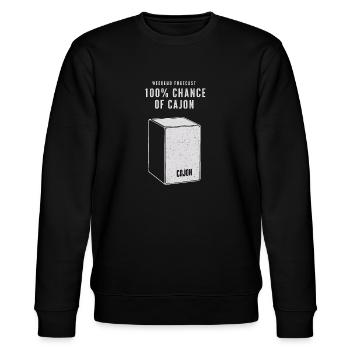 Cajon-Schlagzeuger - Stanley/Stella Unisex Bio-Sweatshirt CHANGER  - Schwarz - Vorne - Nik (191cm) & Marisol (170cm)