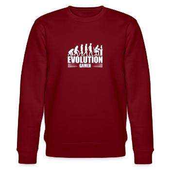 Gamer Evolution Gaming Nerd Videospiele Zocker - Stanley/Stella Unisex Bio-Sweatshirt CHANGER  - Burgunderrot - Vorne - Nik (191cm) & Marisol (170cm)