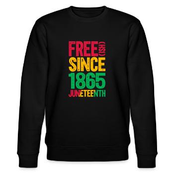 Juneteenth - Stanley/Stella CHANGER Unisex Organic Sweatshirt - black - Front - Nik (191cm) & Marisol (170cm)