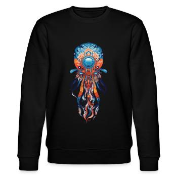 Spirituelle Mandala Qualle Meditation und Yoga - Stanley/Stella Unisex Bio-Sweatshirt CHANGER  - Schwarz - Vorne - Nik (191cm) & Marisol (170cm)