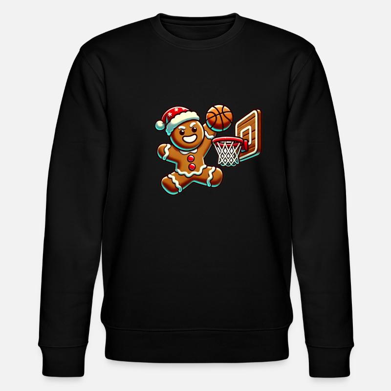 Dunking Gingerbread Man Basketball - Stanley/Stella Unisex Bio-Sweatshirt CHANGER  - Schwarz