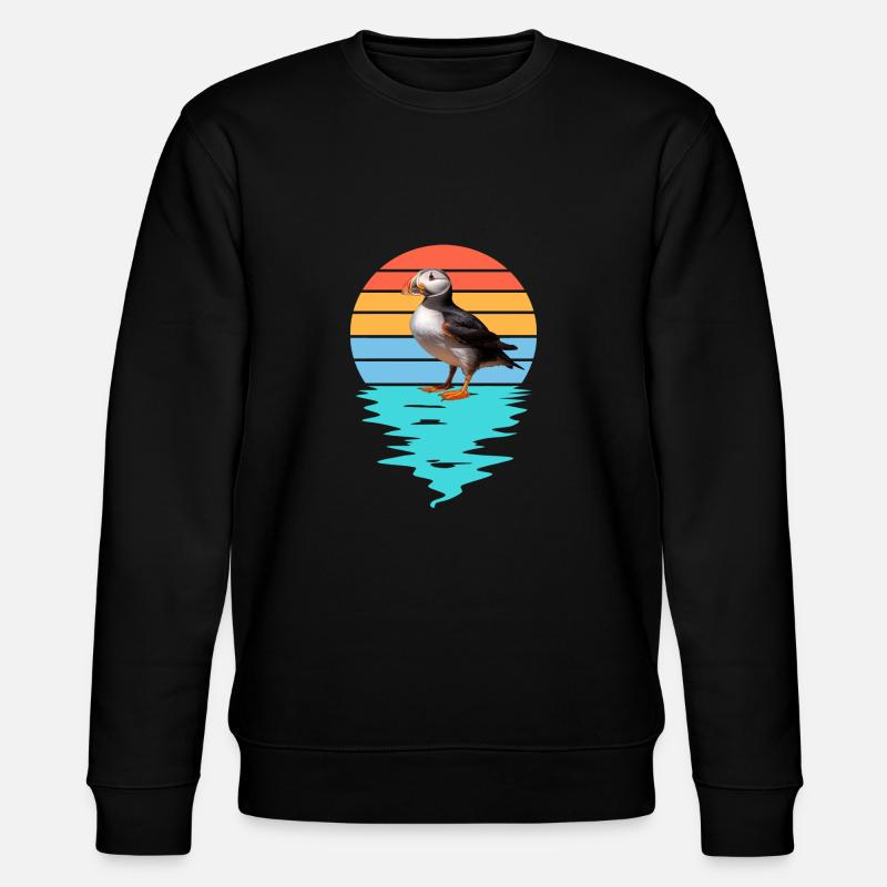 Cut Puffin in Sea - Stanley/Stella Unisex Bio-Sweatshirt CHANGER  - Schwarz