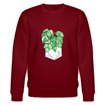 Monstera Deliciosa Albo Plante d’intérieur botanique - Sweat bio CHANGER Stanley/Stella Unisexe - bordeaux - Devant - Nik (191cm) & Marisol (170cm)