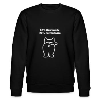 Baumwolle Katzenhaare Spuren Von Katze Cat Sprüche - Stanley/Stella Unisex Bio-Sweatshirt CHANGER  - Schwarz - Vorne - Nik (191cm) & Marisol (170cm)