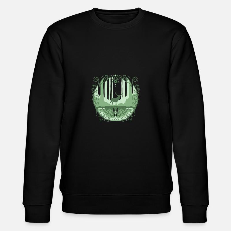 Hirsch im fantastischen Wald - Stanley/Stella Unisex Bio-Sweatshirt CHANGER  - Schwarz