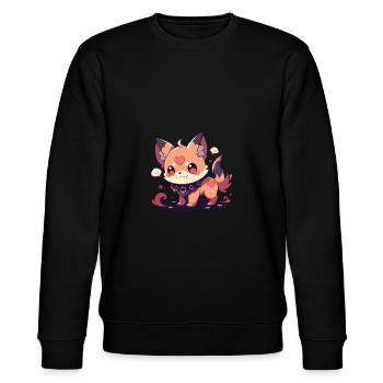 Japanese dog Shiba Inu devil cute villain - Stanley/Stella CHANGER Unisex Organic Sweatshirt - black - Front - Nik (191cm) & Marisol (170cm)