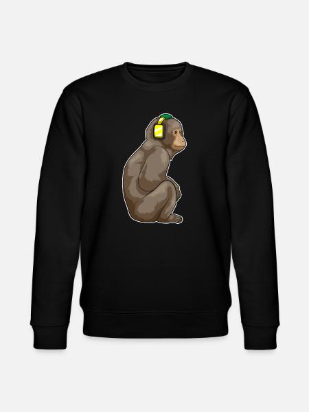 Monkey Headphone Music - Stanley/Stella CHANGER Unisex Organic Sweatshirt - black