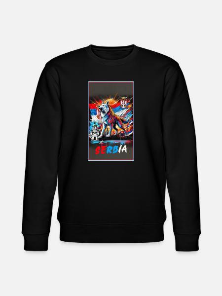 Serbia wolf national flag design - Stanley/Stella CHANGER Unisex Organic Sweatshirt - black