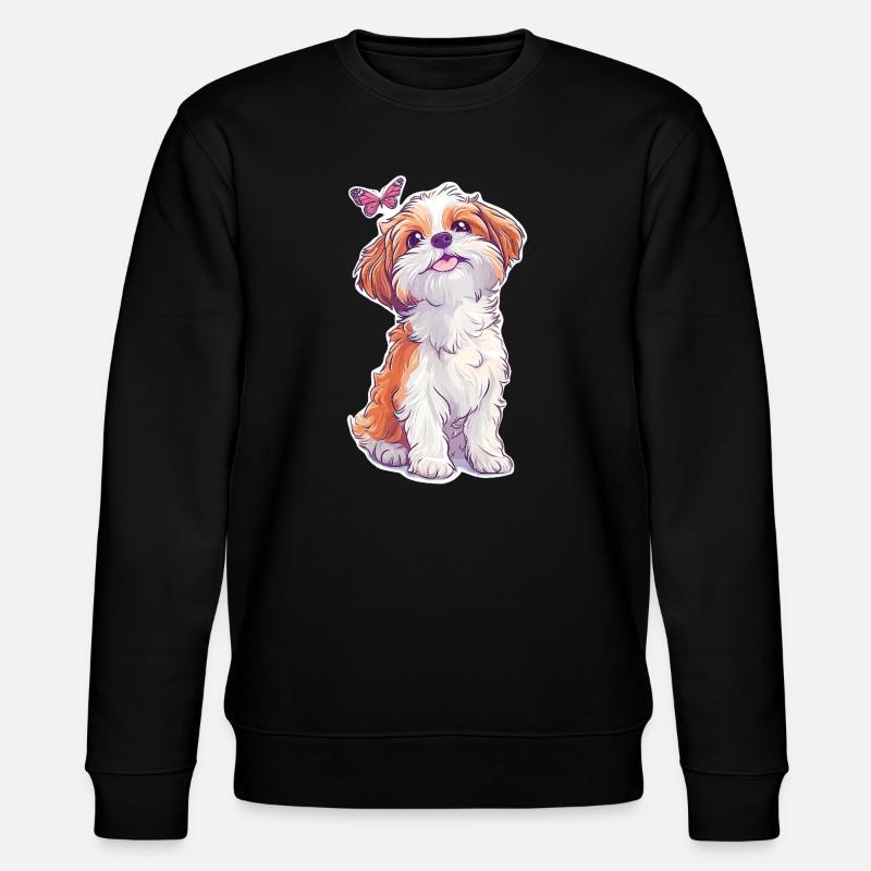 Shih Tzu et papillon - Sweat bio CHANGER Stanley/Stella Unisexe - noir