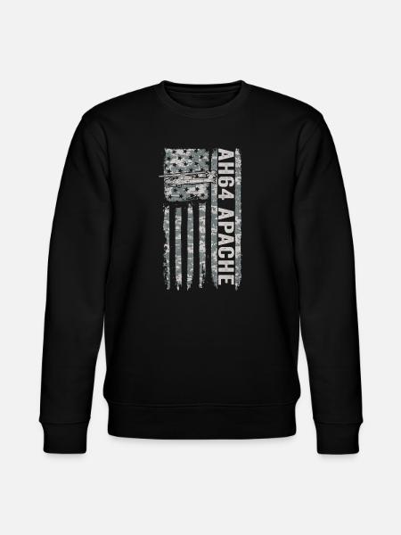 AH-64 Apache helicopter with American flag - Stanley/Stella CHANGER Unisex Organic Sweatshirt - black