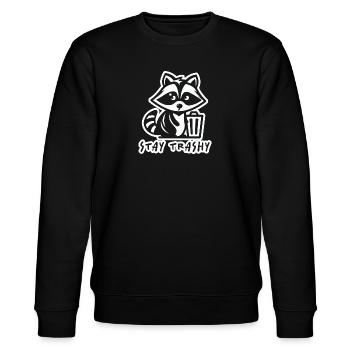 Waschbär Stay Trashy - Stanley/Stella Unisex Bio-Sweatshirt CHANGER  - Schwarz - Vorne - Nik (191cm) & Marisol (170cm)