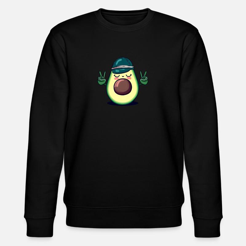 Hippie-Avocado mit Basecap - Coole Peace-Design - Stanley/Stella Unisex Bio-Sweatshirt CHANGER  - Schwarz
