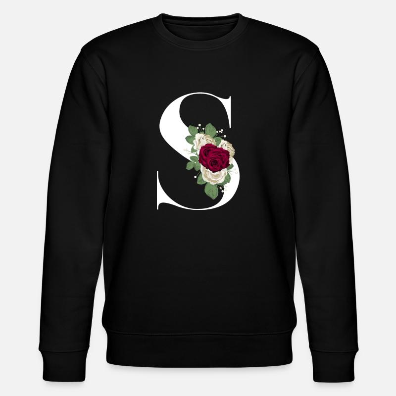 Buchstabe S geblümt - Stanley/Stella Unisex Bio-Sweatshirt CHANGER  - Schwarz