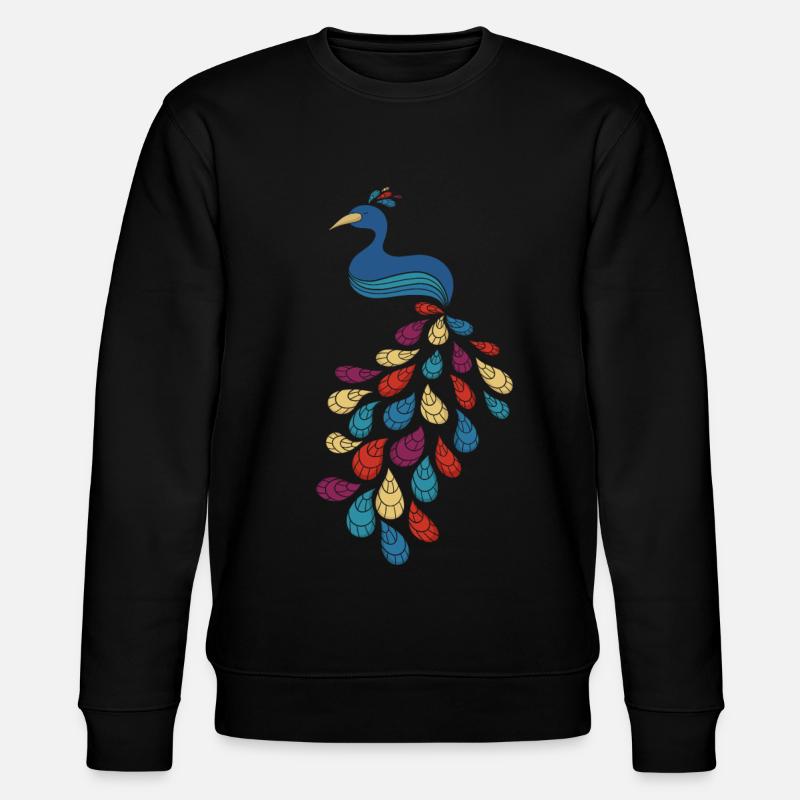 Bunter Pfau - Stanley/Stella Unisex Bio-Sweatshirt CHANGER  - Schwarz