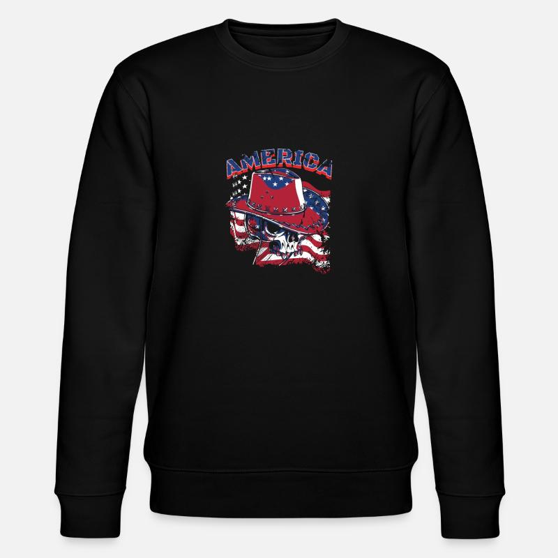 america cowboy skull - Stanley/Stella Unisex Bio-Sweatshirt CHANGER  - Schwarz
