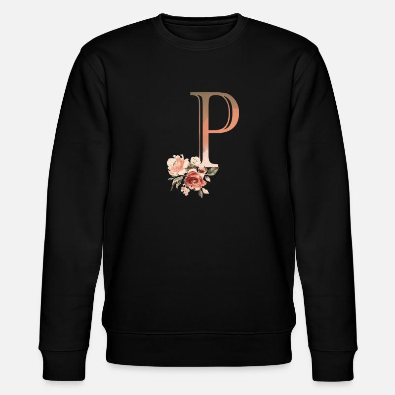 Lettre P avec fleurs - Sweat bio CHANGER Stanley/Stella Unisexe - noir