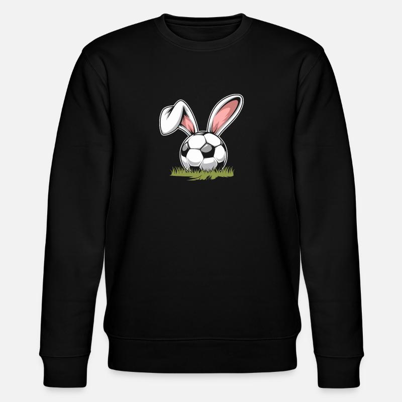 Fußball mit Osterhasenohren - Stanley/Stella Unisex Bio-Sweatshirt CHANGER  - Schwarz