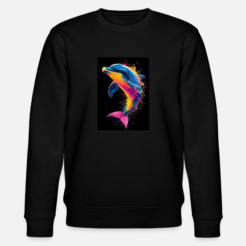 Delfin Pop Art Bunt - Stanley/Stella Unisex Bio-Sweatshirt CHANGER  - Schwarz