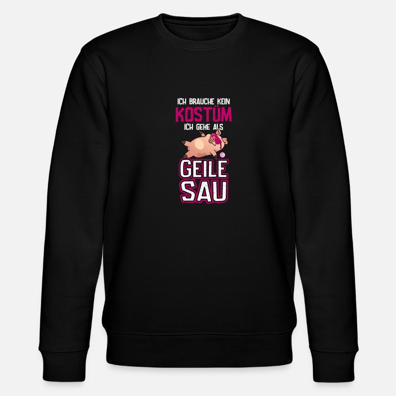 Karneval Kostüm coole geile Sau - Stanley/Stella Unisex Bio-Sweatshirt CHANGER  - Schwarz