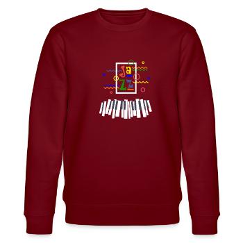 Jazz Musik Improvisation Festival - Stanley/Stella Unisex Bio-Sweatshirt CHANGER  - Burgunderrot - Vorne - Nik (191cm) & Marisol (170cm)