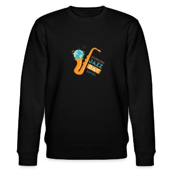 Jazz Musik Improvisation Festival - Stanley/Stella Unisex Bio-Sweatshirt CHANGER  - Schwarz - Vorne - Nik (191cm) & Marisol (170cm)