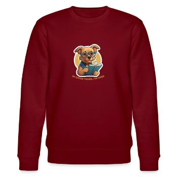Hunde-Weisheit - Stanley/Stella Unisex Bio-Sweatshirt CHANGER  - Burgunderrot - Vorne - Nik (191cm) & Marisol (170cm)
