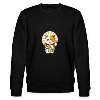 Kawaii Maneki Neko - Stanley/Stella Unisex Bio-Sweatshirt CHANGER  - Schwarz - Vorne - Nik (191cm) & Marisol (170cm)